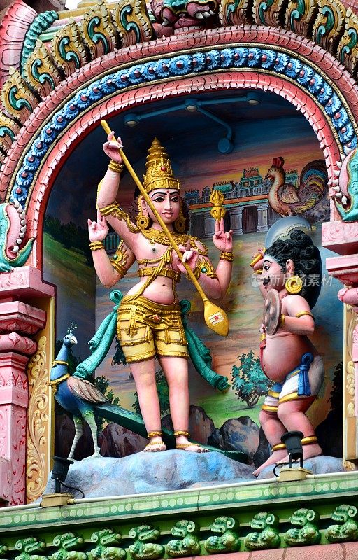 Sri Kandaswamy Kovil - Lord Muruga正面-印度教寺庙，吉隆坡，马来西亚